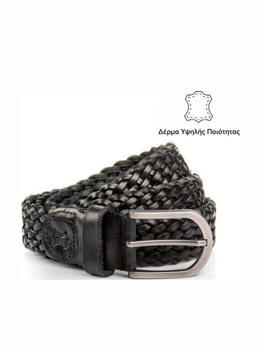 Men's Leather Knitted Black Belt