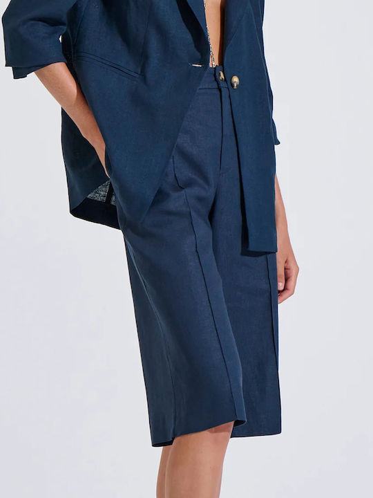 Γυναικεία Βερμούδα Λινή Darkblue