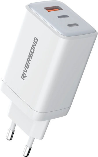 Riversong Wireless Charger with USB-A Port and 2 USB-C Ports 100W White (Powerkub)