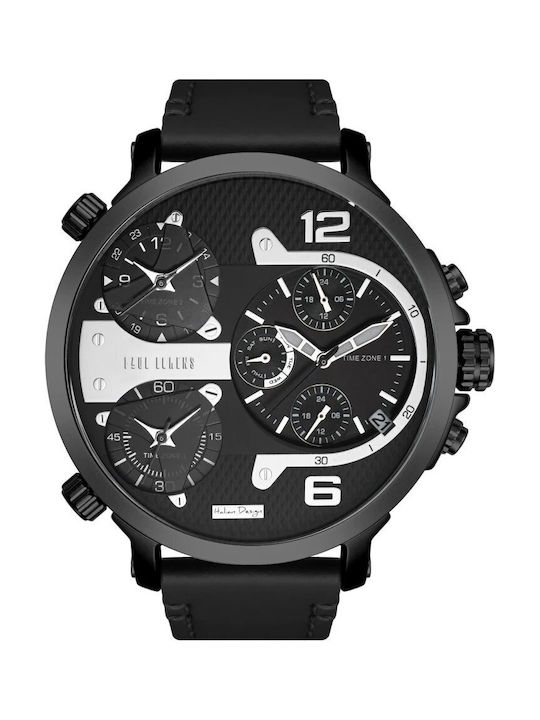 Paul Lorens Men's Battery Watch with Black Leather Strap