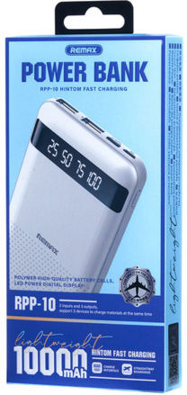 Remax RPP-10 Power Bank 10000mAh 12W με 2 Θύρες USB-A και Θύρα USB-C Λευκό