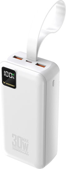 Wozinsky W8-W Power Bank 30000mAh 30W mit 2 USB-A Ausgangsanschlüsse und USB-C Ausgangsanschlüsse Weiß