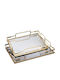 Dekorative Tablett Metallisch Rechteckig mit Spiegel 35x25x6cm 2 Stück