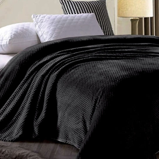 Pop Corn Pătură Polar Fleece Superdublă 220x240 cm Negru