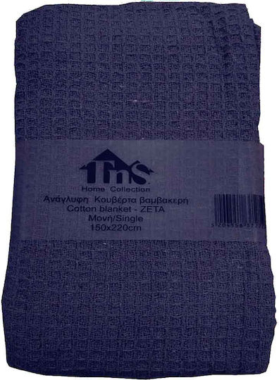 TnS Piqué Decke Einzeln 150x220cm Dunkelblau