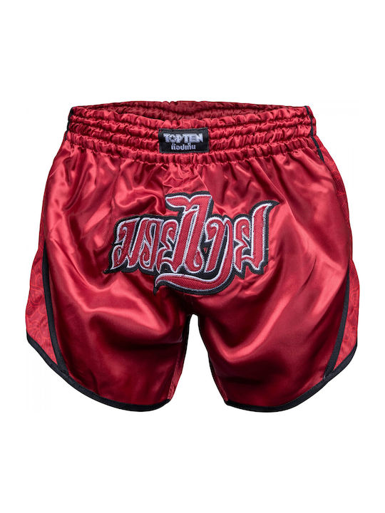 Muay Thai Boxing Shorts Adults Kids Top Ten Nong Han Red Black