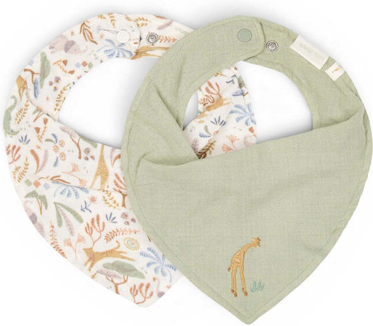 Little Dutch Safari Wonders Fabric Bandana Baby Bibs with Button Safari Wonders 2 Pieces