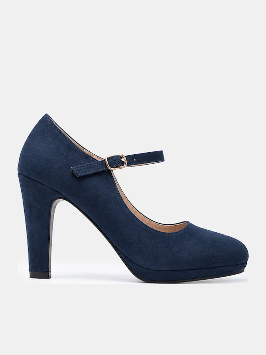 Pumps Mit Plateau Mit Riemchen Marineblau