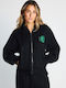 Women's Hooded Sweatshirt Cardigan Black