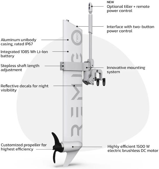 Remigo Neo Electric Outboard Engine with Horsepower 3hp