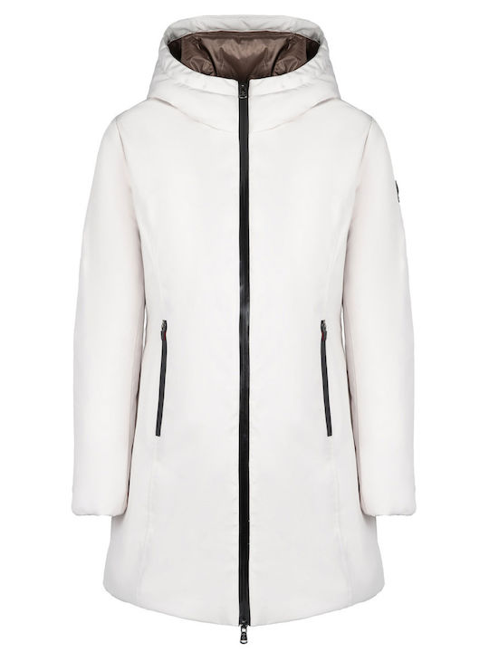Langes Damenjacke Für Winter Weiß