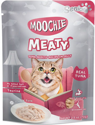 Moochie Moochie Nasses Katzenfutter für Ältere Katzen mit Thunfisch 70g