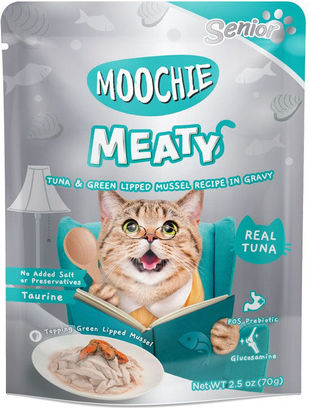 Moochie Мокра Храна за Котки в Напреднала Възраст с Риба Тон и Миди 70гр