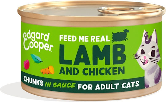 Edgard Cooper Nasses Katzenfutter für Erwachsene Katzen mit Lamm und Huhn 85gr