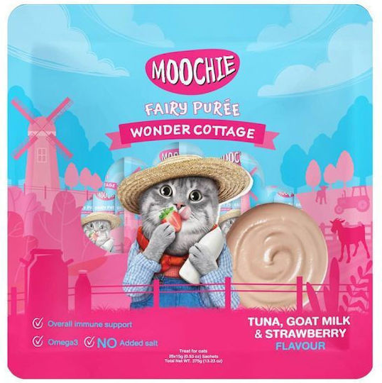 Moochie Nasses Katzenfutter mit Thunfisch, Milch, Fisch und Lachs 25x15g
