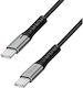 LogiLink Geflochtenes LED USB 3.2 Video Kabel USB-C männlich - USB-C 100W PD Schwarz 0,5 m CU0431