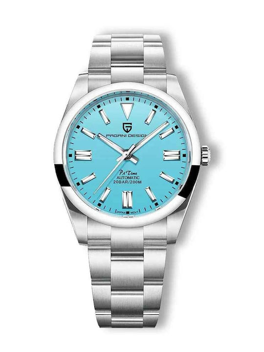 Pagani Design Ceas Bărbătesc 39.7mm Automat cu Brățară Metalică Argintiu/Ice Blue