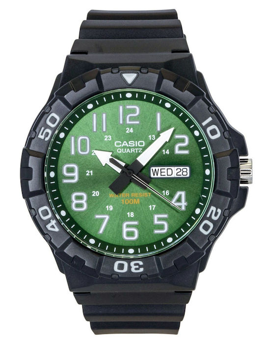 Casio Herrenuhr Batterie mit Schwarz Gummi Armband
