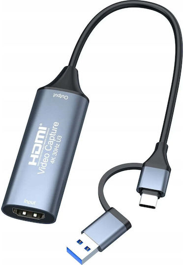 Система за предаване на сигнал Av PremiumCord HDMI Capture Grabber Запис на видео сигнал Audio Компютър Портове Usb3.0 Usb-c