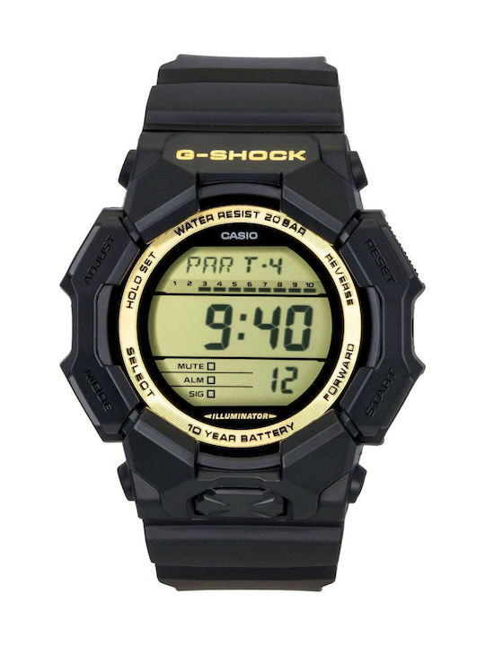 Casio Дигитален Мъжки Часовник На Батерия с Черна Каучукова Каишка