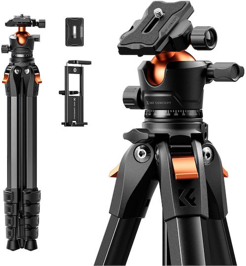 K&F Concept Tripod Made of Aluminum with Spherical Head up to 48 cm and Load Capacity 1.2 kg