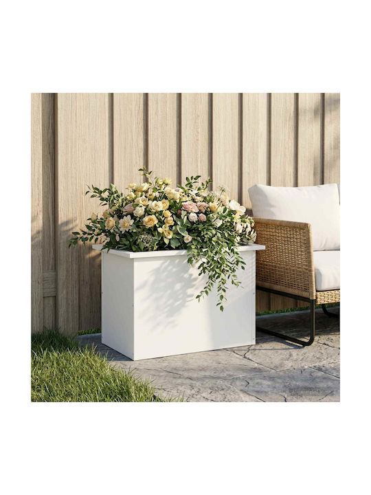 vidaXL Метална Кутия За Саксии Бяла 40x60x40см
