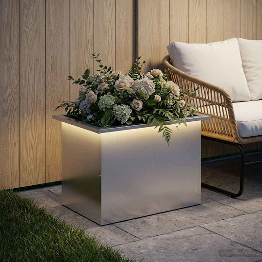vidaXL Метална Кутия За Саксии Сребърна 40x60x40см