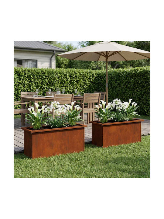 vidaXL Set of 2 Metallic Rusty Planter Boxes 30cm