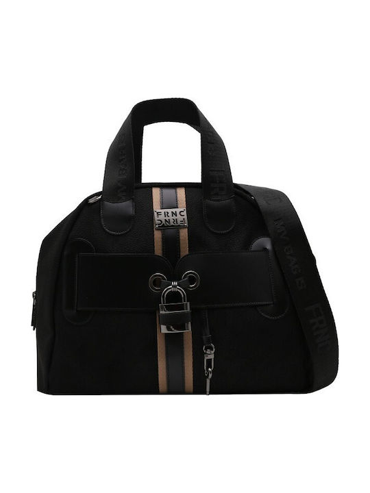 FRNC Stoff Damen Schultertasche Schwarz