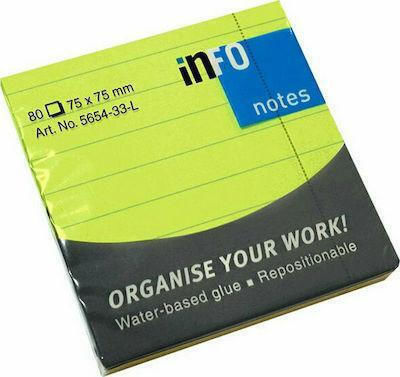 Info Notes 5654-32L Green Fluorescent Striped Memo Pads 75x75