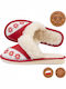 Leather Winter Women's Red Slippers