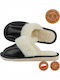 Leder Damen Hausschuhe Schwarze