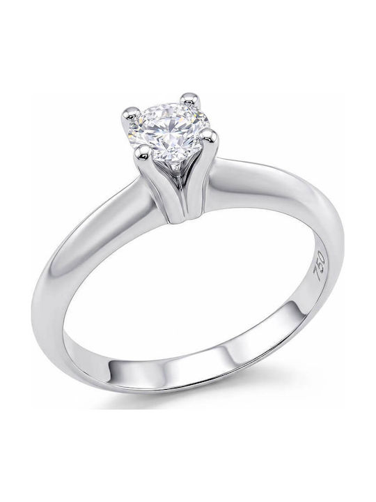 Einzelner Steine Ring aus Weißgold 18K mit Diamant