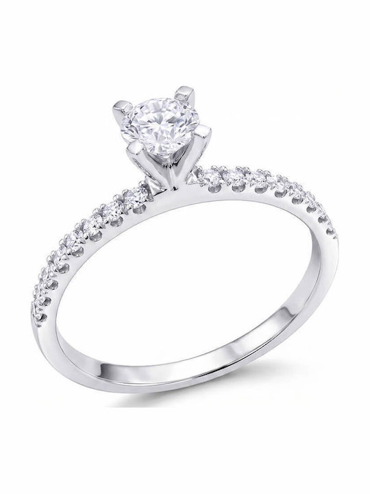 Einzelner Stein aus Weißgold 18K mit Diamant