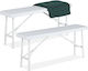 Relaxdays Set masă pentru camping pliabil 42x25x100cm alb