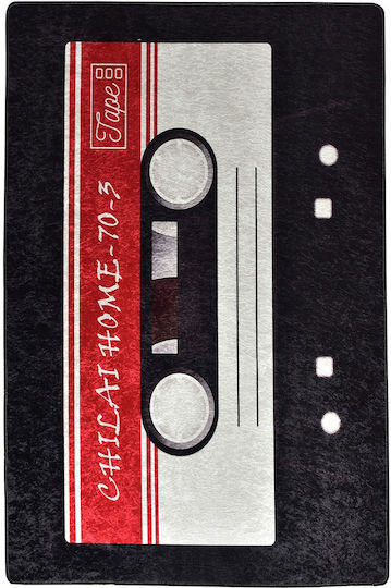Conceptum Hypnose Casette Rectangular Black Red White Rug 80x120cm