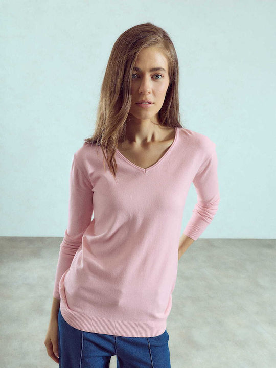 Celestino Damen Bluse V-Ausschnitt Rosa Hell