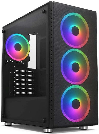 1stCOOL RAINBOW 4 Компютърна кутия със Страничен прозорец Черна