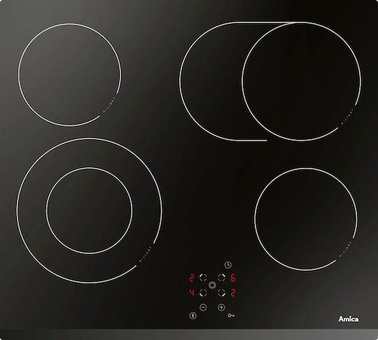 Amica Ceramic Autonomous Cooktop with Lock Mode 57.6x51.8cm