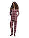 Minerva Minerva Damen Schlafanzug & Pyjamas Winter Burgundisch Set