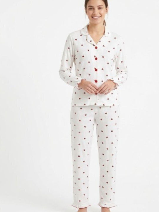 Soccus Set Pijamale Dama De Iarnă Din Bumbac Alb