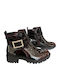 Damen Stiefeletten aus Lackleder mit mittlerem Absatz Burgundisch