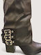 Stiefeletten Damen Cowboy mit Hochabsatz Schwarz