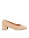 Leder Pumps mit niedrigem Absatz Braun