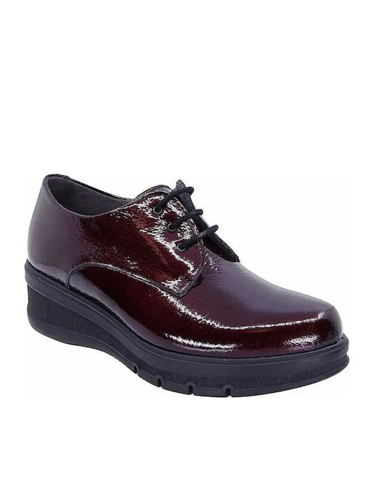 Leder Damen Mokassins in Burgundischer Farbe