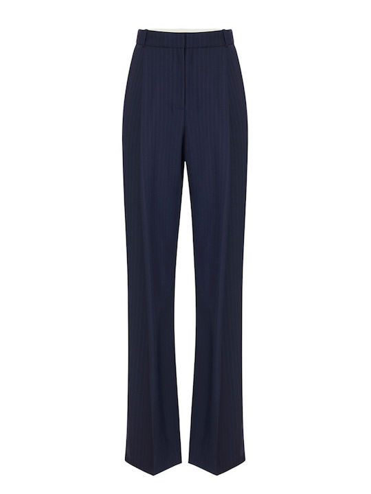 Women's Palazzo Fit Striped Blue Pantaloons