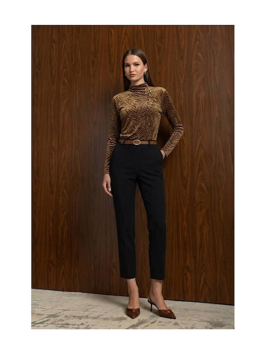 Women's Fabric Trousers Black 27005-1-Black