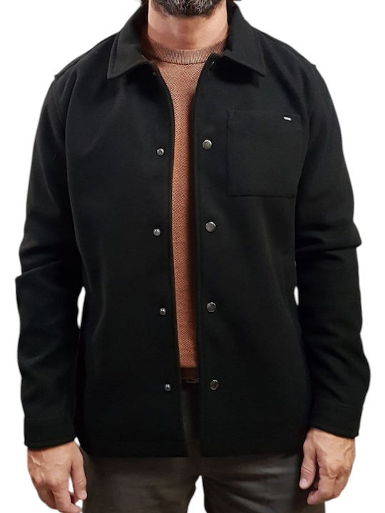 Long Sleeve Overshirt in Narrow Fit Black