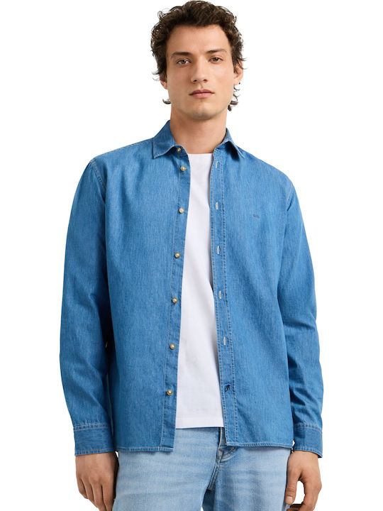 Long Sleeve Denim Shirt Narrow Fit Denim