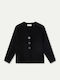 Long Women's Knitted Cardigan with Buttons Black
